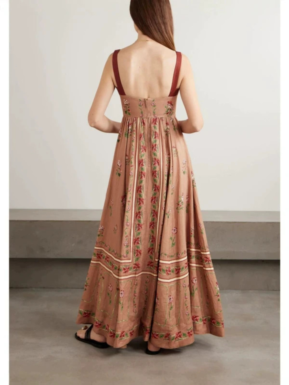 ZARA Linen Floral Patchwork Sleeveless Casual Dress
